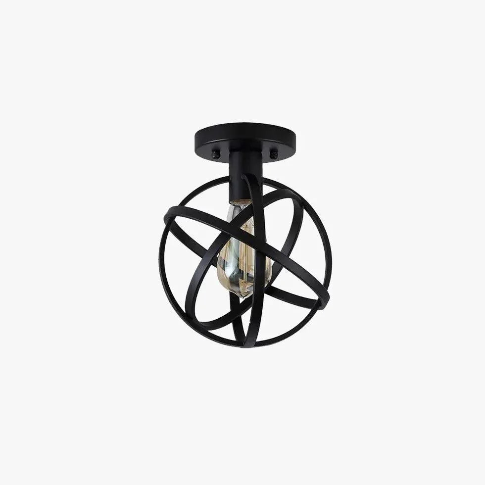 Black Spherical Cage Industrial Ceiling Light for Home - Rebooters