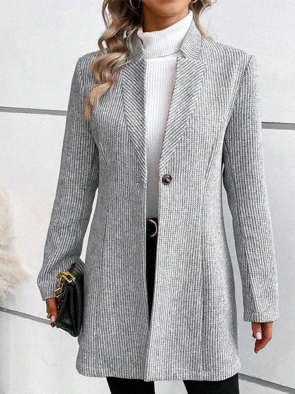 Womens Elegant Herringbone Long Coat for Timeless Style - Rebooters