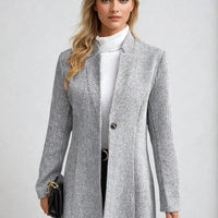 Womens Elegant Herringbone Long Coat for Timeless Style - Rebooters