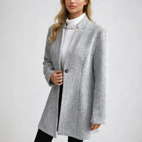 Womens Elegant Herringbone Long Coat for Timeless Style - Rebooters