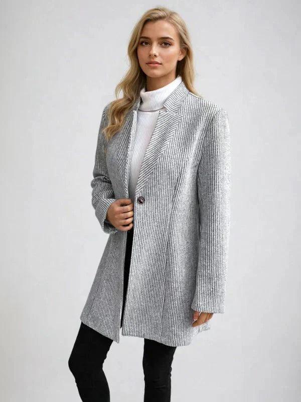 Womens Elegant Herringbone Long Coat for Timeless Style - Rebooters