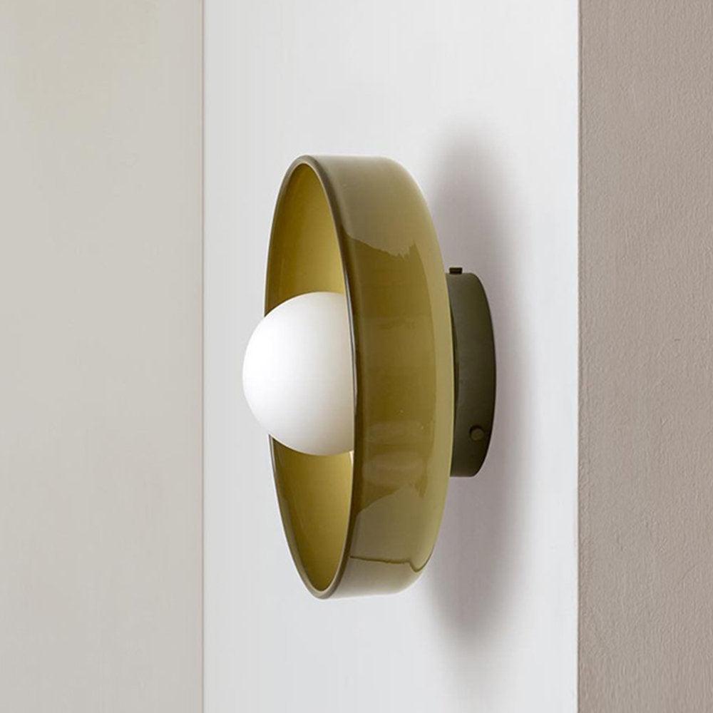 Green Glass Round LED Ceiling Light for Home Decor - Rebooters