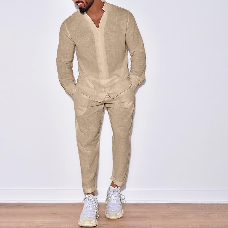 Men’s Linen Shirt and Pants Set for Comfortable Casual Wear Rebooters mens 2 piece set