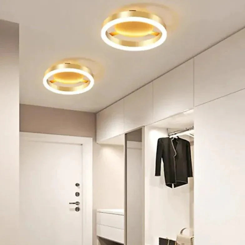 Golden Circular LED Hallway Ceiling Light for Modern Spaces - Rebooters