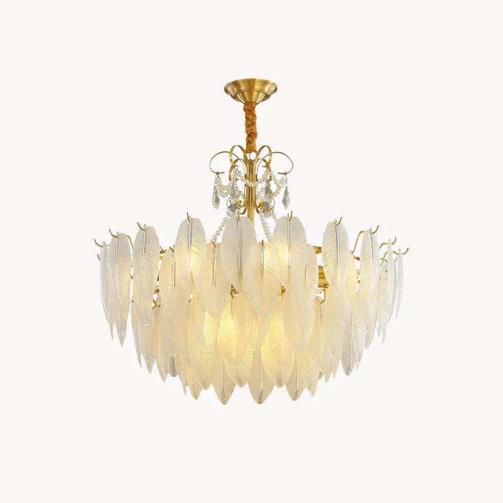 Golden Frame Translucent Glass Leaf Pendant Light Fixture | Rebooters - Rebooters