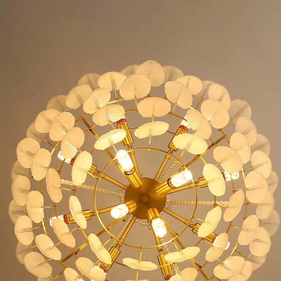 Golden Frame Translucent Glass Leaf Pendant Light Fixture | Rebooters - Rebooters