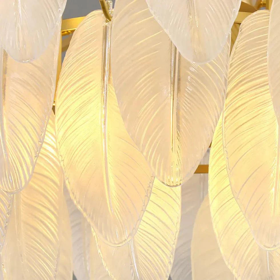 Golden Frame Translucent Glass Leaf Pendant Light Fixture | Rebooters - Rebooters