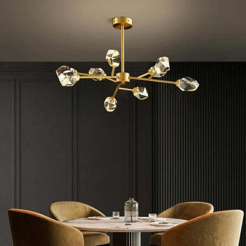 Cut Crystal Gold Modern Chandelier for Elegant Spaces | Rebooters - Rebooters