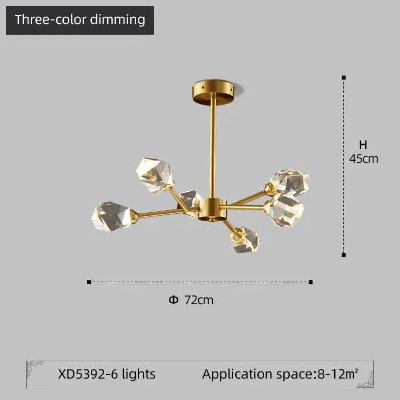 Cut Crystal Gold Modern Chandelier for Elegant Spaces | Rebooters - Rebooters