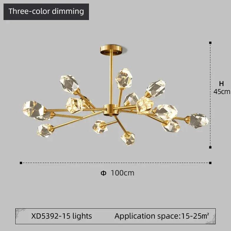 Cut Crystal Gold Modern Chandelier for Elegant Spaces | Rebooters - Rebooters