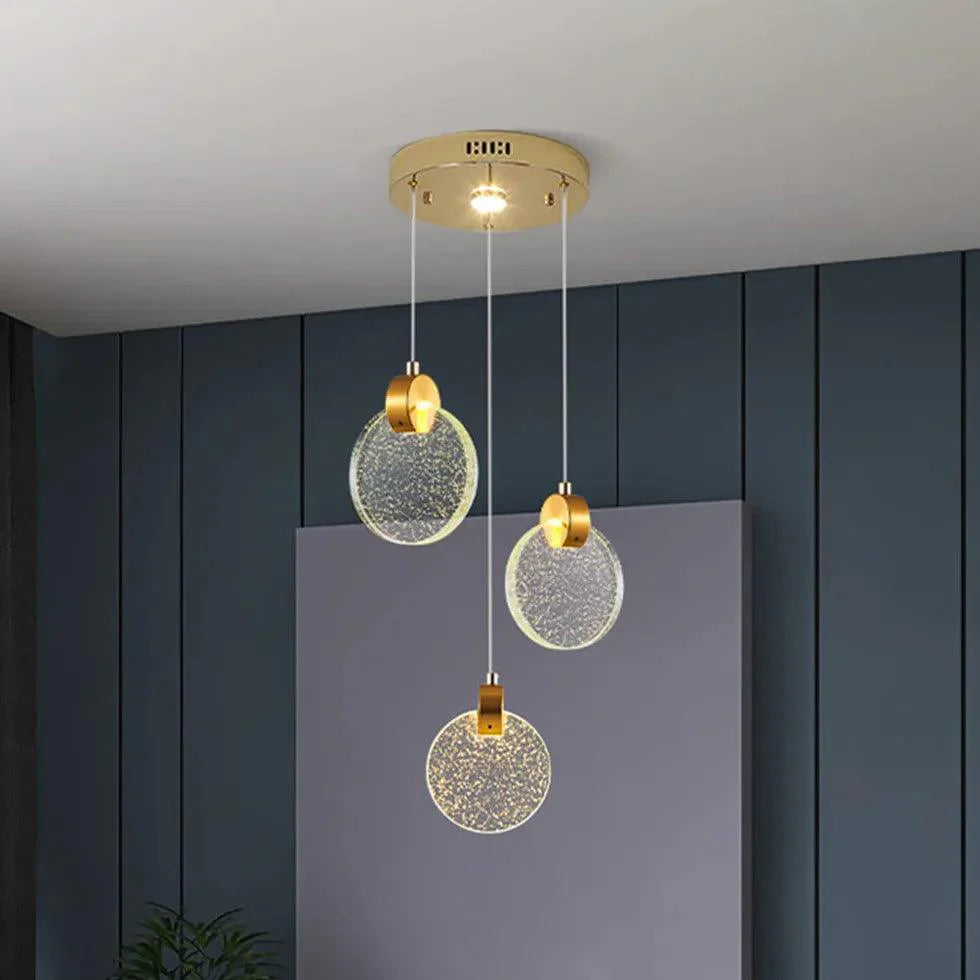 Golden Round Crystal Modern Pendant Light for Home Decor | Rebooters - Rebooters