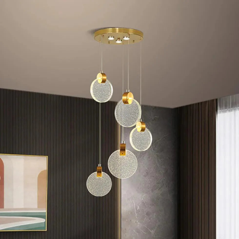 Golden Round Crystal Modern Pendant Light for Home Decor | Rebooters - Rebooters