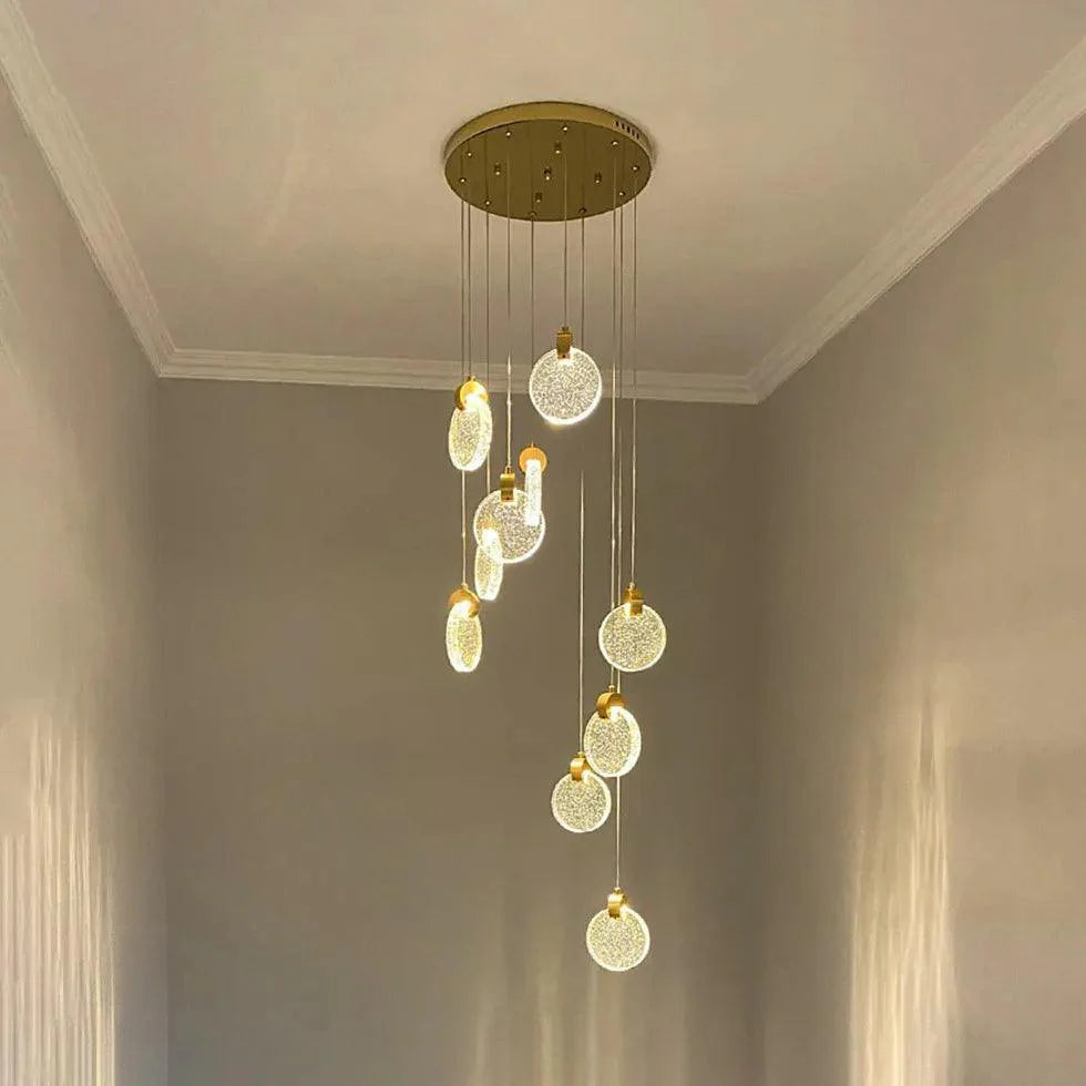 Golden Round Crystal Modern Pendant Light for Home Decor | Rebooters - Rebooters