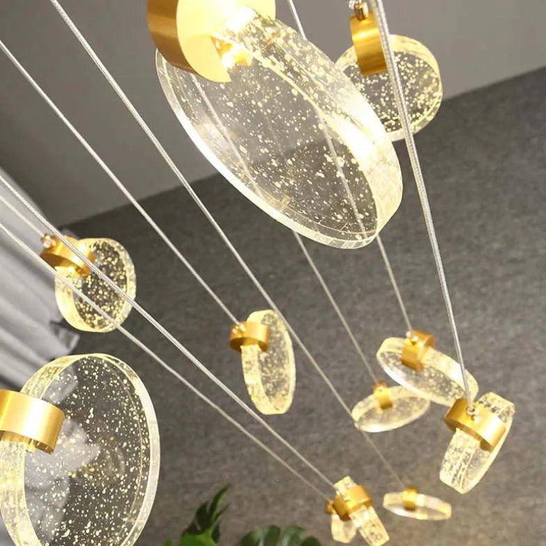 Golden Round Crystal Modern Pendant Light for Home Decor | Rebooters - Rebooters