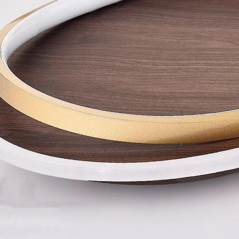 Wooden Ring Bedroom Gold Flush Ceiling Lights for Elegance - Rebooters