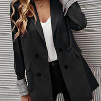 Womens Chic Double-Breasted Lapel Blazer Coat for Style - Rebooters