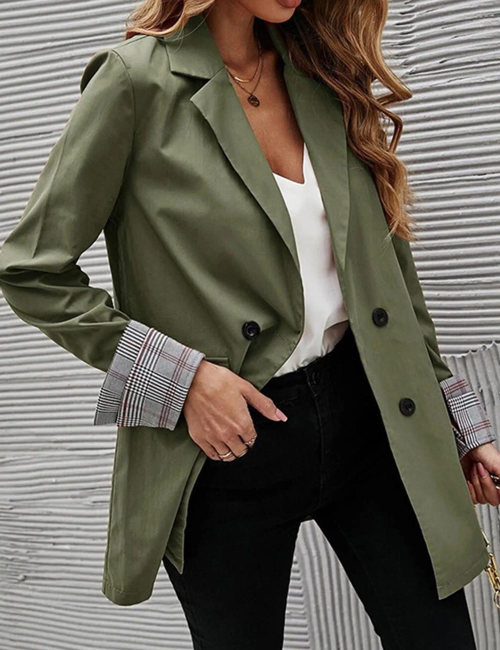 Womens Chic Double-Breasted Lapel Blazer Coat for Style - Rebooters