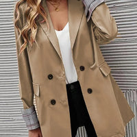 Womens Chic Double-Breasted Lapel Blazer Coat for Style - Rebooters