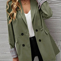 Womens Chic Double-Breasted Lapel Blazer Coat for Style - Rebooters