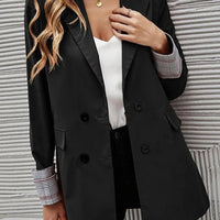 Womens Chic Double-Breasted Lapel Blazer Coat for Style - Rebooters