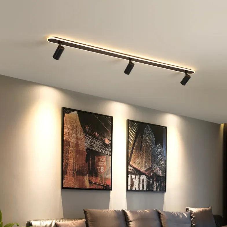 Rail Mounted Black Industrial Flush Ceiling Lights for Home - Rebooters