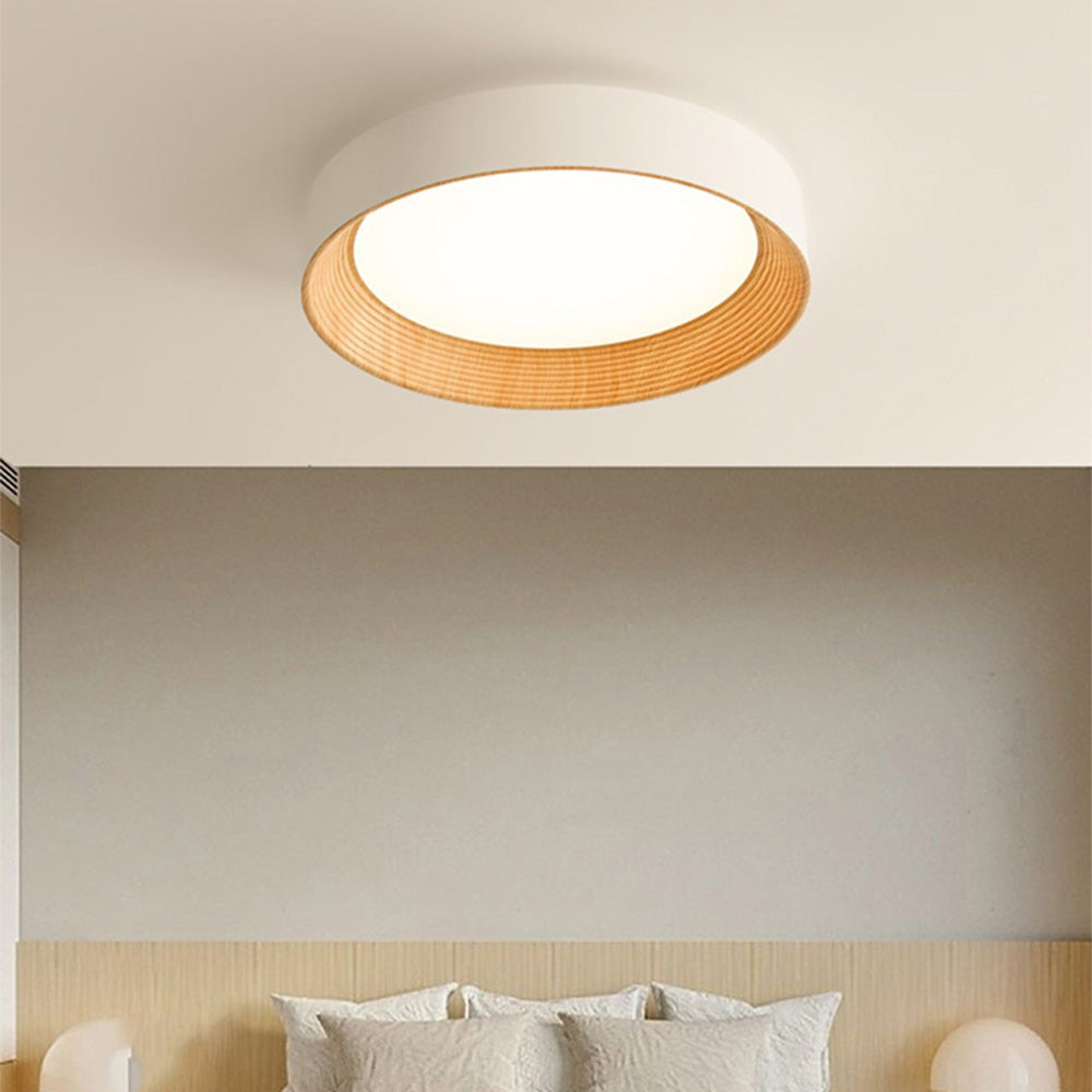 Modern Wood LED Round Ceiling Light for Stylish Interiors - Rebooters