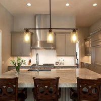 Square Transparent Black Industrial Chandelier for Home | Rebooters - Rebooters