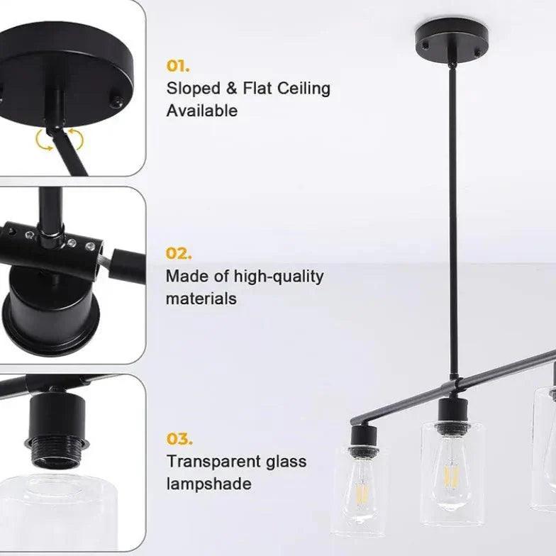 Square Transparent Black Industrial Chandelier for Home | Rebooters - Rebooters