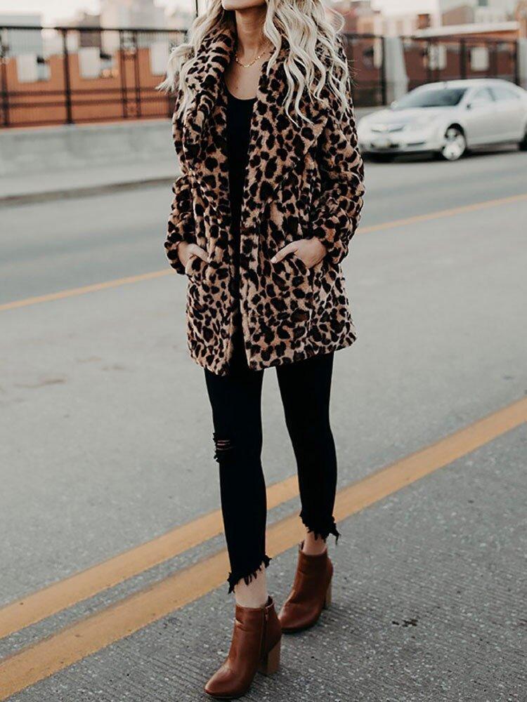 Womens Chic Leopard Print Faux Fur Cozy Coat for Style - Rebooters