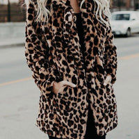 Womens Chic Leopard Print Faux Fur Cozy Coat for Style - Rebooters
