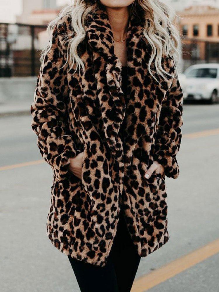 Womens Chic Leopard Print Faux Fur Cozy Coat for Style - Rebooters