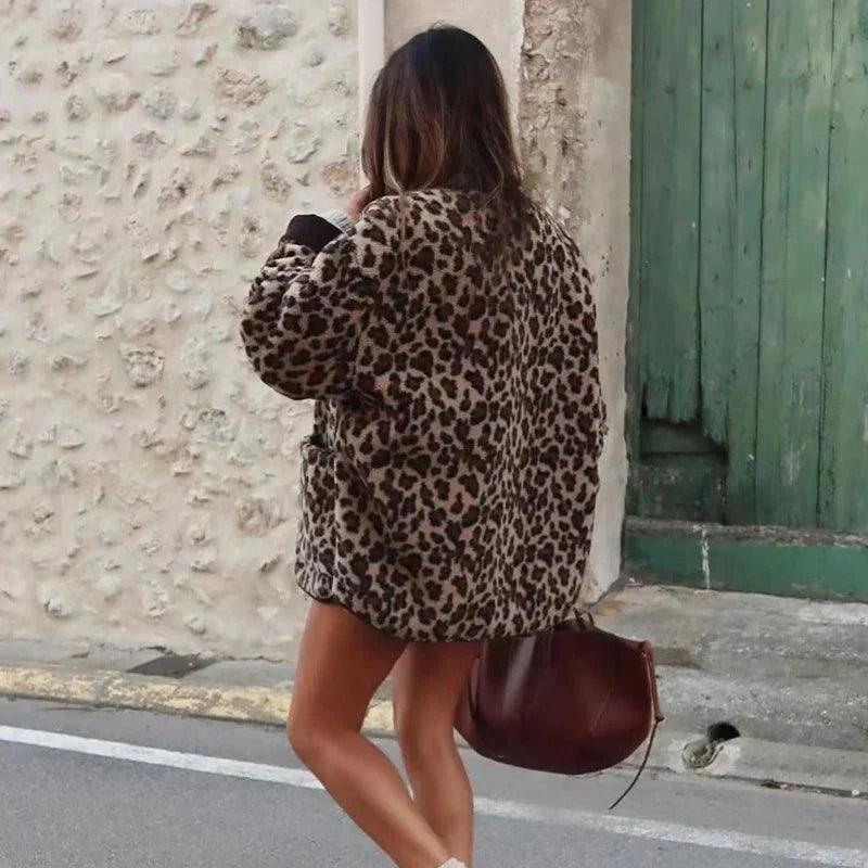 Womens Stylish Leopard Print Teddy Coat for Ultimate Warmth - Rebooters