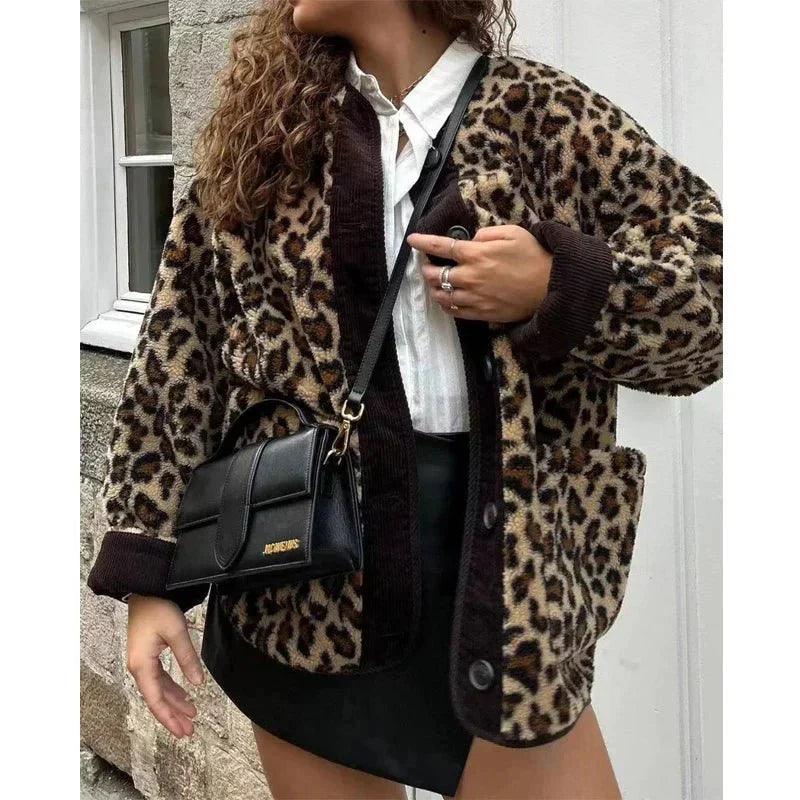 Womens Stylish Leopard Print Teddy Coat for Ultimate Warmth - Rebooters