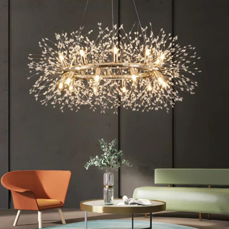 Star Branches Crystal Gold Chandelier for Elegant Spaces | Rebooters - Rebooters