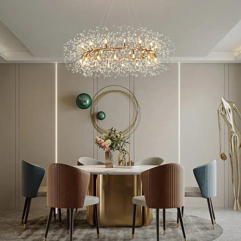 Star Branches Crystal Gold Chandelier for Elegant Spaces | Rebooters - Rebooters