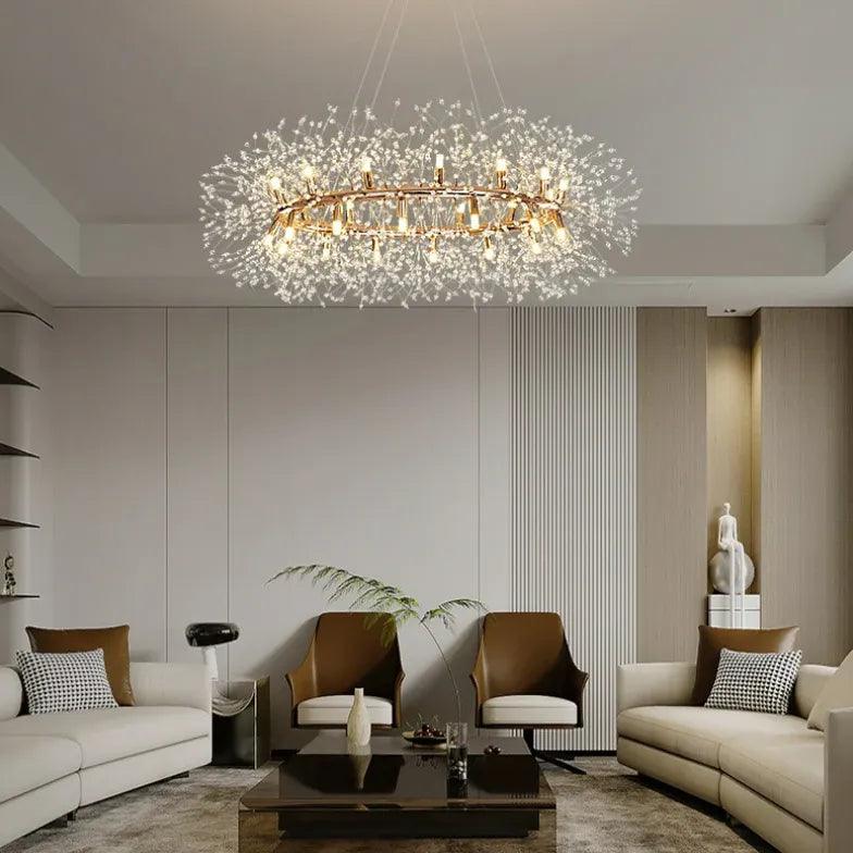 Star Branches Crystal Gold Chandelier for Elegant Spaces | Rebooters - Rebooters