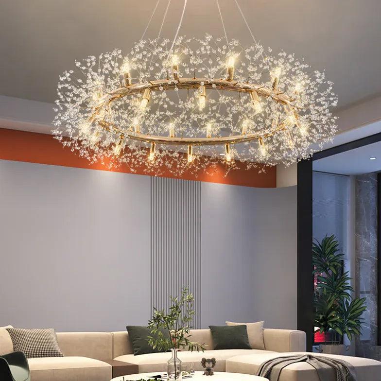 Star Branches Crystal Gold Chandelier for Elegant Spaces | Rebooters - Rebooters