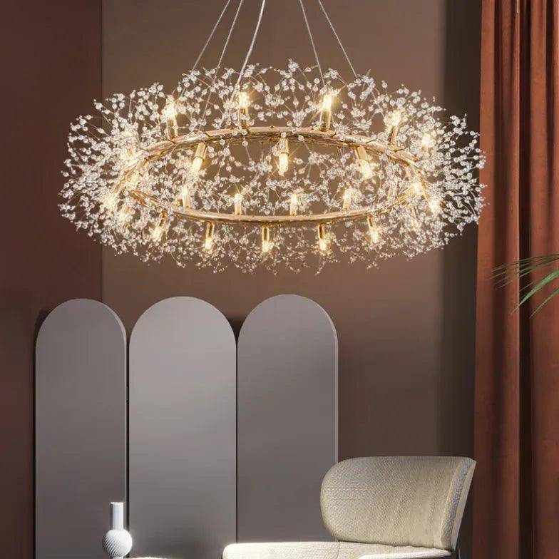 Star Branches Crystal Gold Chandelier for Elegant Spaces | Rebooters - Rebooters