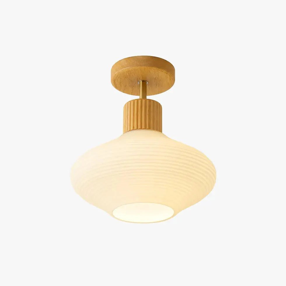 Wooden & White Glass Corridor Ceiling Light for Hallways - Rebooters