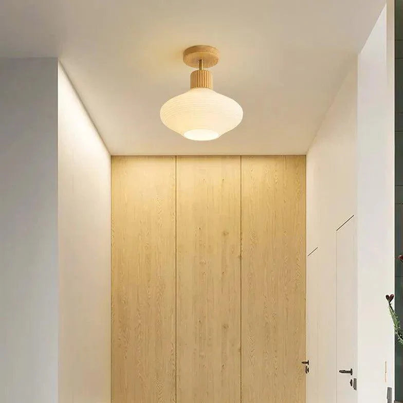 Wooden & White Glass Corridor Ceiling Light for Hallways - Rebooters