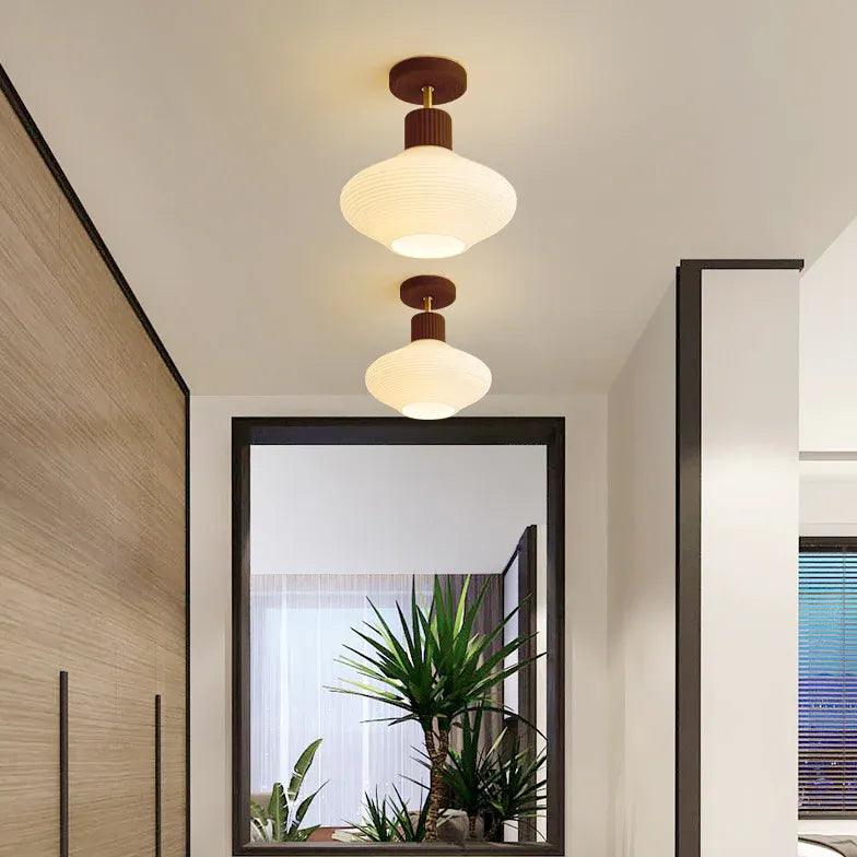 Wooden & White Glass Corridor Ceiling Light for Hallways - Rebooters