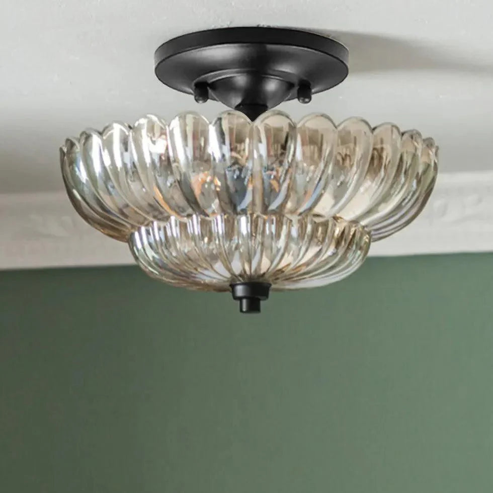 Petal Shaped Glass Lampshade Vintage Ceiling Light Fixture - Rebooters