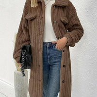 Womens Chic Longline Button-Up Coat for Elegant Style - Rebooters