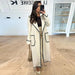 Womens Chic Long Coat with Stylish Contrast Trim Fashion - Rebooters