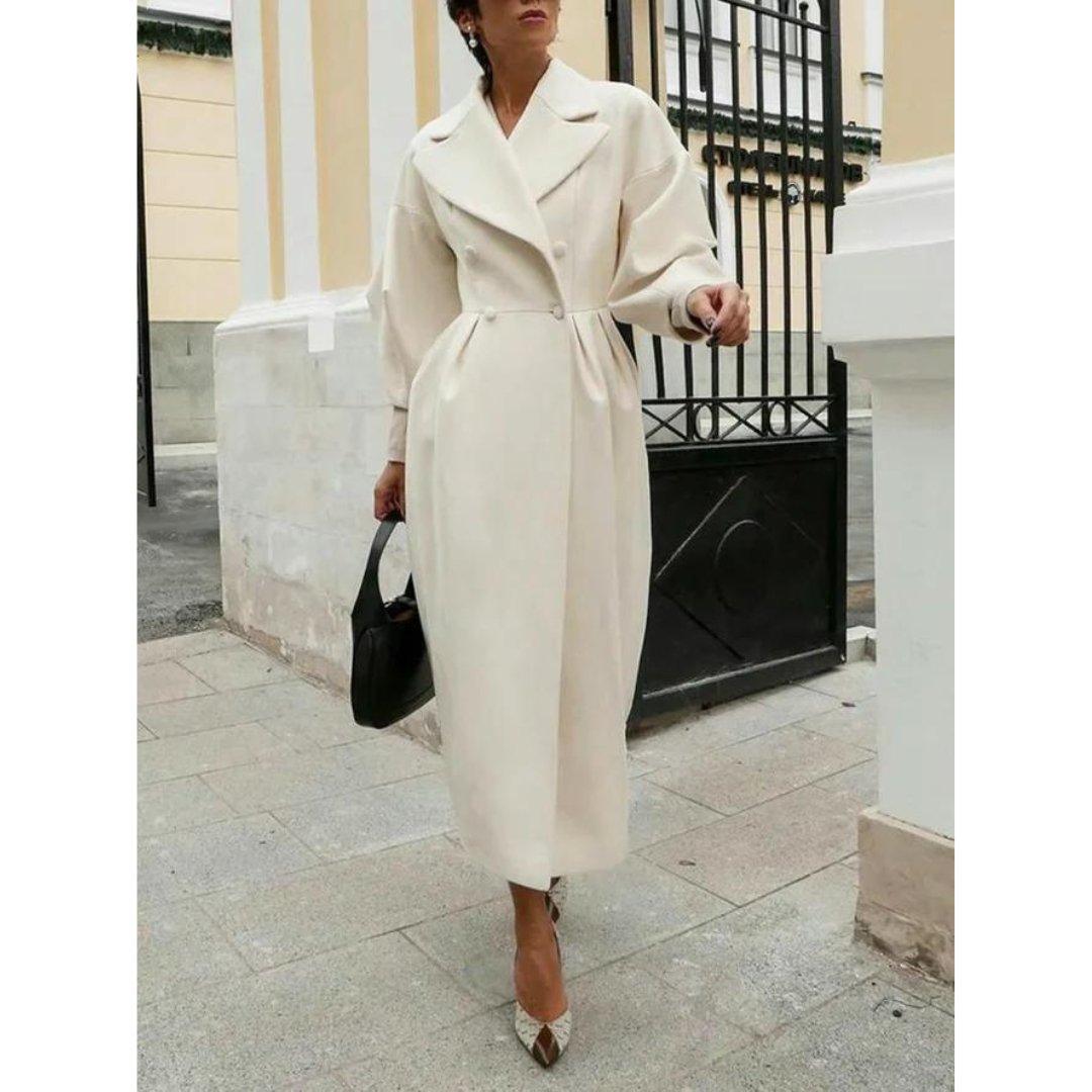 Womens Elegant Long Double-Breasted Overcoat for Stylish Warmth - Rebooters