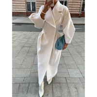 Womens Elegant Long Double-Breasted Overcoat for Stylish Warmth - Rebooters