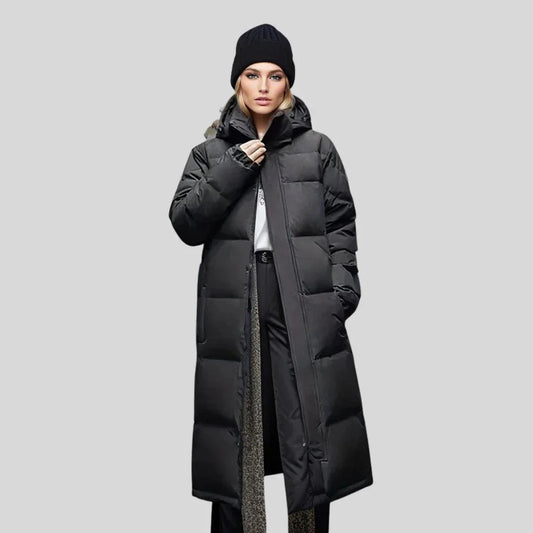 Womens Cozy Long Hooded Puffer Coat for Ultimate Warmth - Rebooters