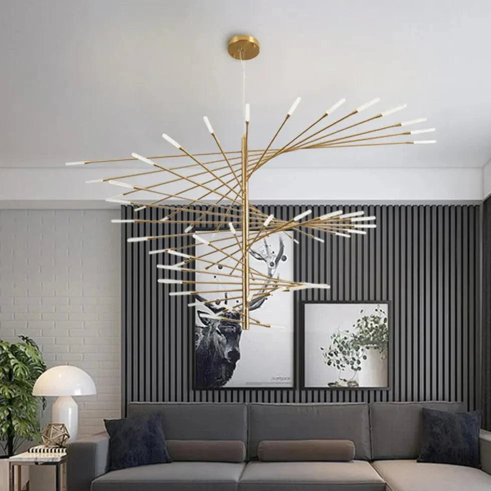 Extended Branch Structure Black Modern LED Chandelier for Living Room | Rebooters - Rebooters