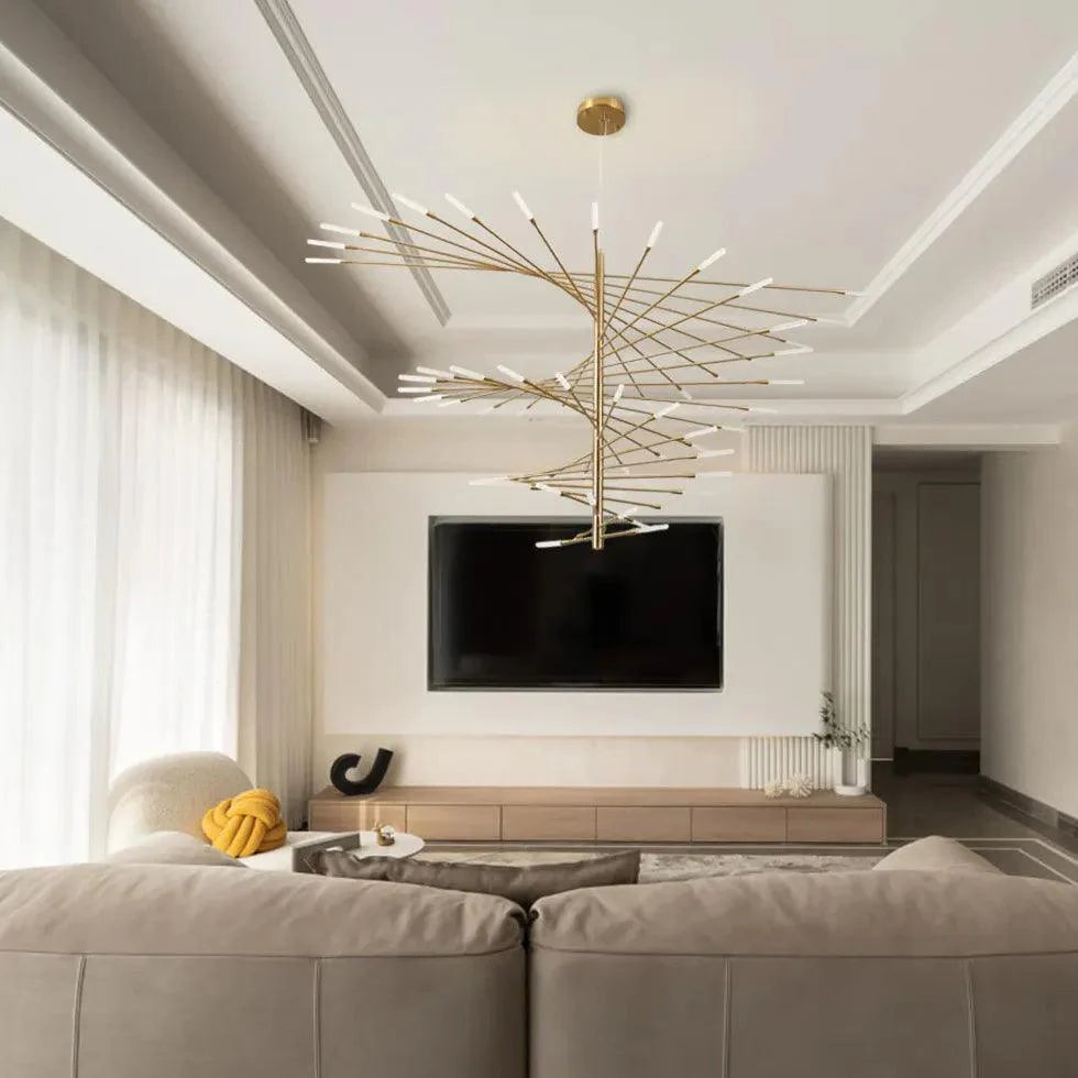 Extended Branch Structure Black Modern LED Chandelier for Living Room | Rebooters - Rebooters