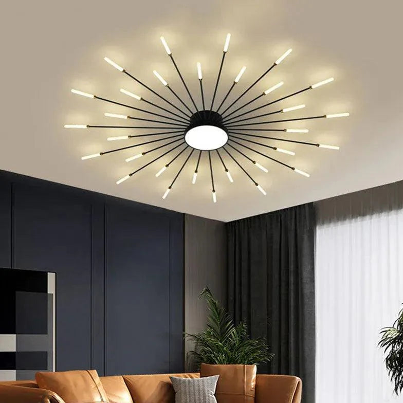 Black LED Modern Flush Ceiling Lights for Living Room - Rebooters